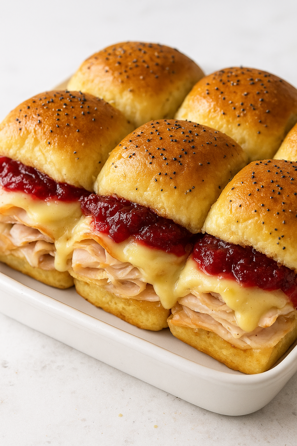 Holiday Cheesy Turkey Cran Sliders