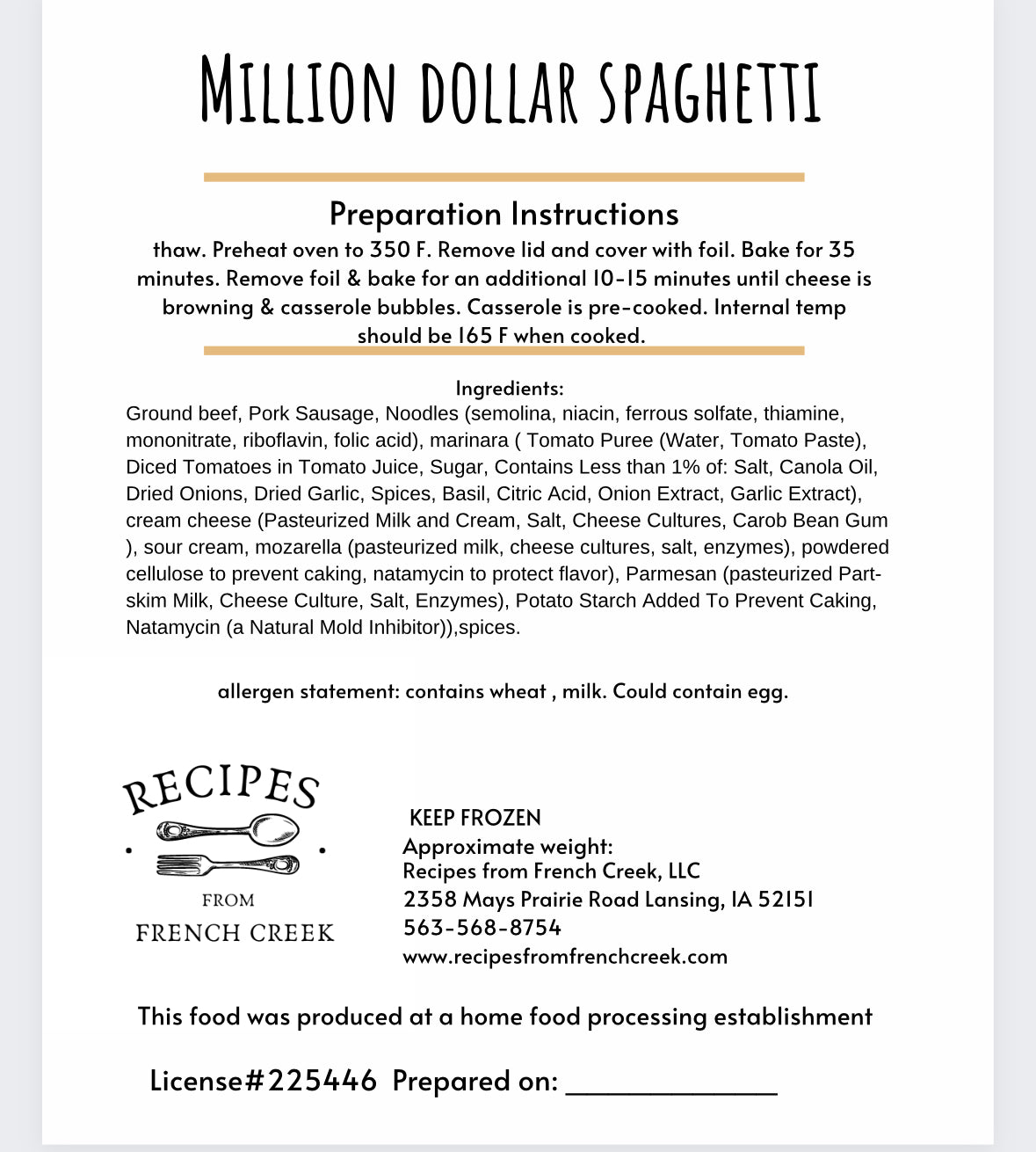 Million Dollar Spaghetti