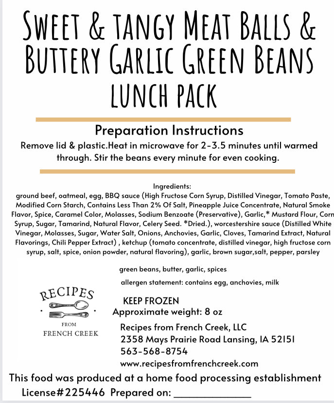 Tangy Meatballs & Green Beans Lunch Pack