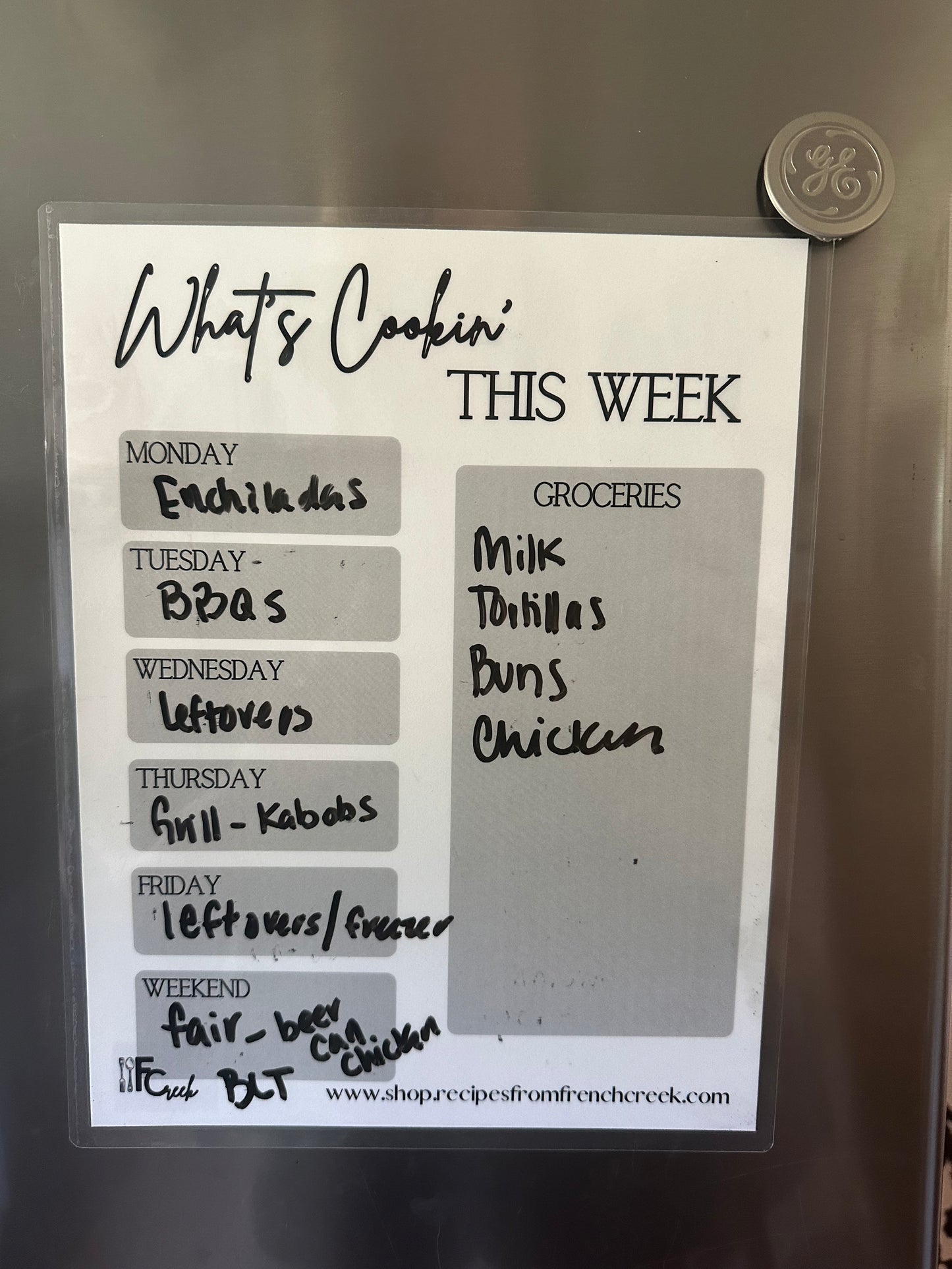 Magnetic + Dry Erase Weekly Meal Planner