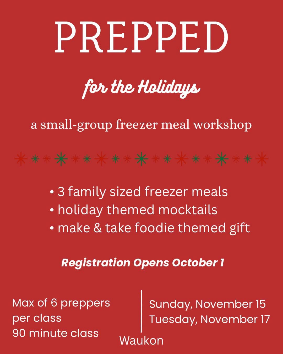 PREPPED — a small group freezer meal workshop