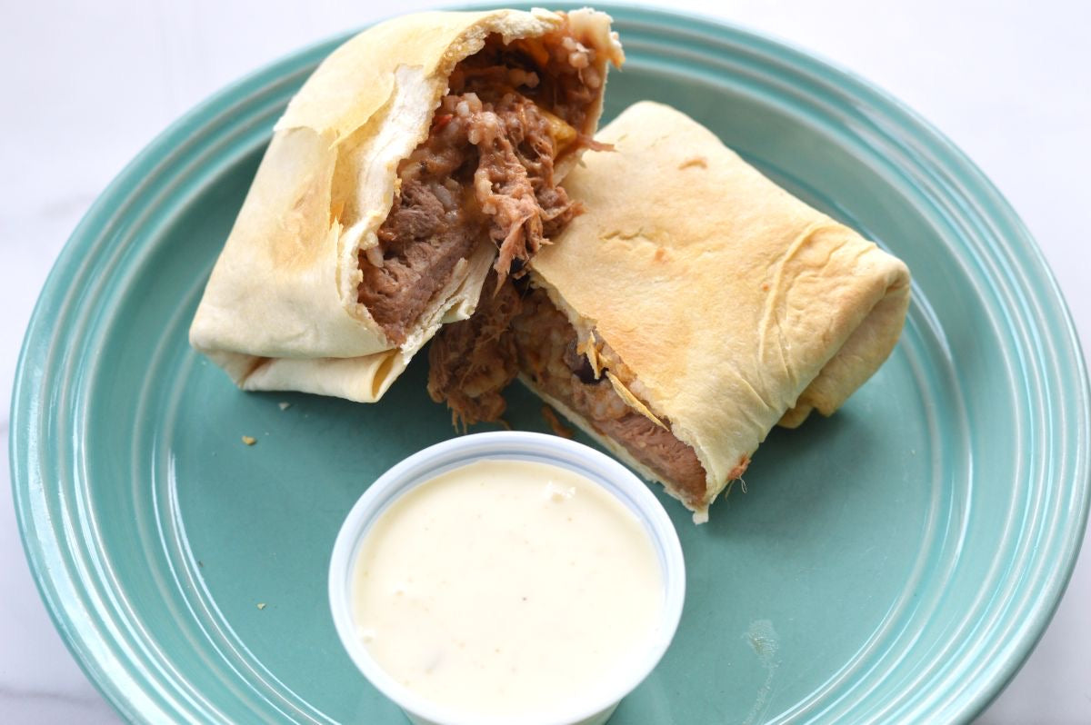 Shredded Beef Burritos with Queso {low carb option}