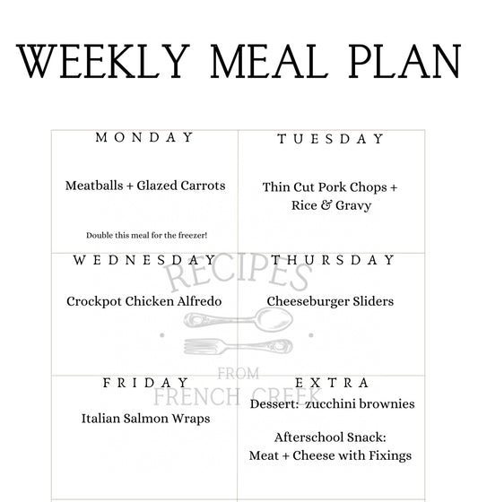 Weekly Meal Plan with Recipes + Grocery List