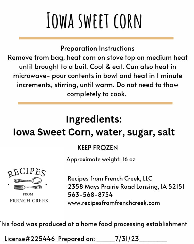 Iowa Freezer Sweet Corn-limited quantity!